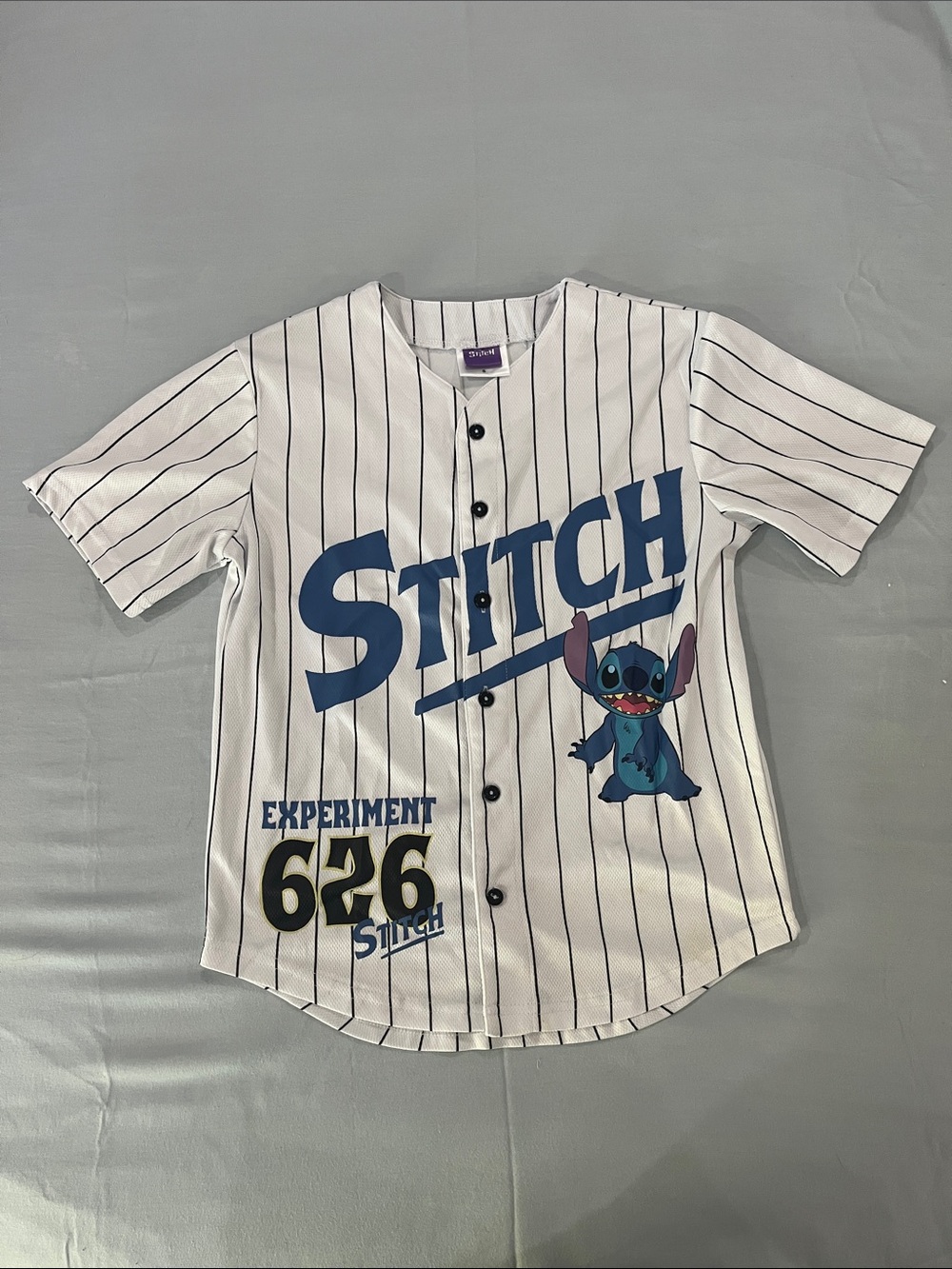 Disney White & Blue Stitch Baseball Tee